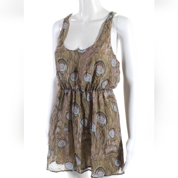 Show Me Your Mumu Peacock Feather Print Mini Dress, S, EUC - Picture 2 of 5
